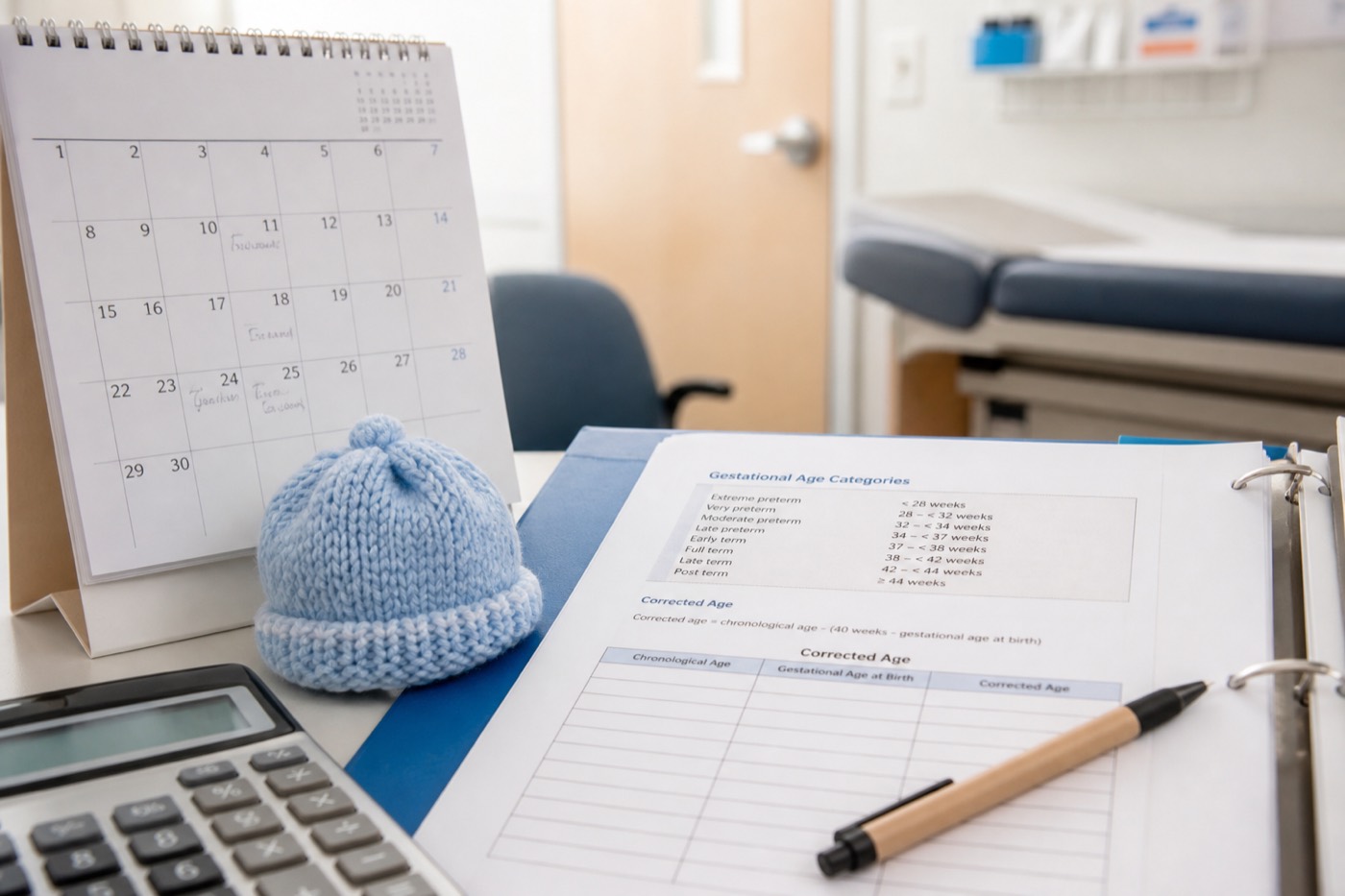Corrected gestational age calculator compared with PMA and chronological age for premature infants