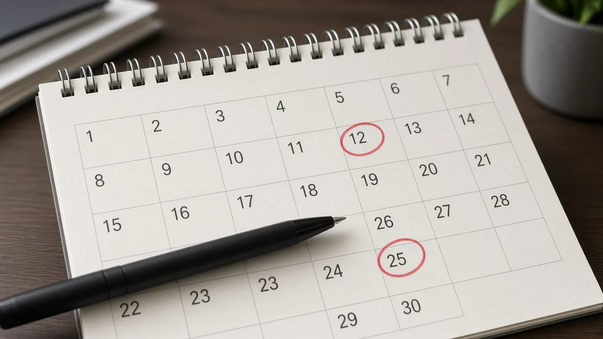 How to calculate days between two dates: photo of a calendar and clock scene