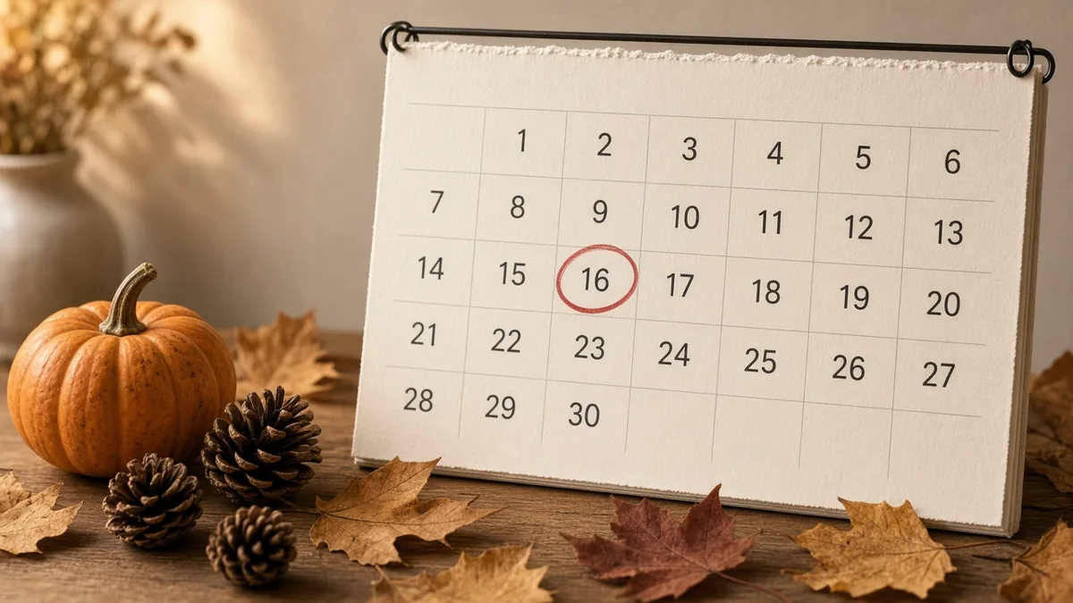 How many days until Thanksgiving 2026: photo of a calendar and clock scene